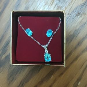 Blue topaz earrings and necklace